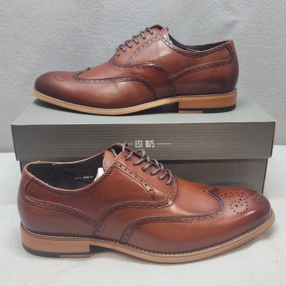 Stacy Adams Wingtip Oxford Cognac Brown Leather Brogue Mens 7.5M 25064-221 main image 9